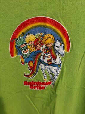 Vintage Rainbow Brite Baby Tee Lime Green Size XL